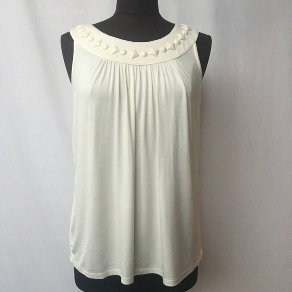 NWT Margaret Frances Cream Sleeveless Top SzMED - Picture 1 of 8